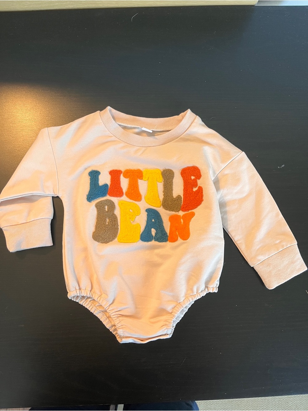 [$2 in a bundle] “Little Bean” embroidered sweater onesie 3-6 mo